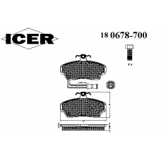 180678-700 ICER Комплект тормозных колодок, дисковый тормоз