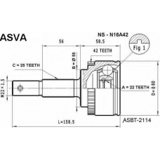 NS-N16A42 ASVA Шарнирный комплект, приводной вал