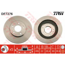 DF7276 TRW Тормозной диск
