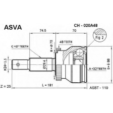 CH-020A48 ASVA Шарнирный комплект, приводной вал
