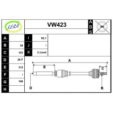 VW423 SERA Приводной вал