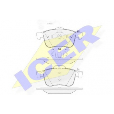 182007 ICER Комплект тормозных колодок, дисковый тормоз