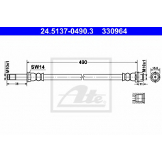 24.5137-0490.3 ATE Тормозной шланг