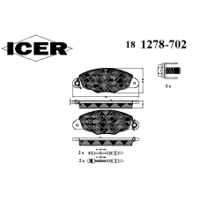 181278-702 ICER Комплект тормозных колодок, дисковый тормоз