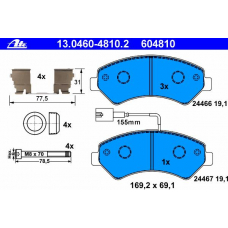 13.0460-4810.2 ATE Комплект тормозных колодок, дисковый тормоз
