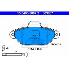 13.0460-3807.2 ATE Комплект тормозных колодок, дисковый тормоз