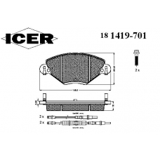 181419-701 ICER Комплект тормозных колодок, дисковый тормоз