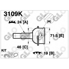 3109K GLO Шарнирный комплект, приводной вал