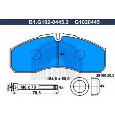 B1.G102-0445.2 GALFER Комплект тормозных колодок, дисковый тормоз