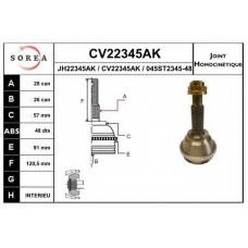 CV22345AK EAI Шарнирный комплект, приводной вал