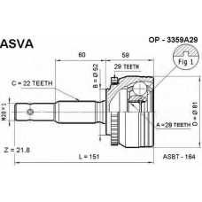 OP-3359A29 ASVA Шарнирный комплект, приводной вал