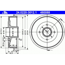 24.0220-3012.1 ATE Тормозной барабан