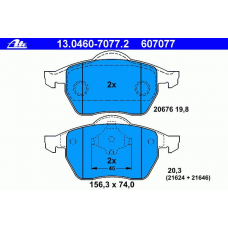 13.0460-7077.2 ATE Комплект тормозных колодок, дисковый тормоз