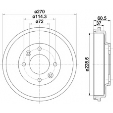 8DT 355 301-741 HELLA PAGID Тормозной барабан