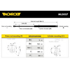 ML5057 MONROE Газовая пружина, крышка багажник