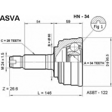 HN-34 ASVA Шарнирный комплект, приводной вал