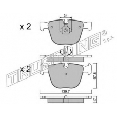 789.0 TRUSTING Комплект тормозных колодок, дисковый тормоз