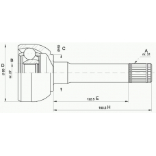 CVJ5562.10 OPEN PARTS Шарнирный комплект, приводной вал