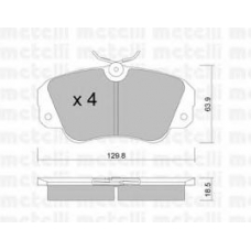 22-0538-0 METELLI Комплект тормозных колодок, дисковый тормоз