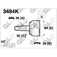3484K GLO Шарнирный комплект, приводной вал