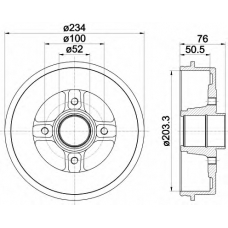 8DT 355 301-401 HELLA Тормозной барабан