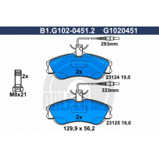 B1.G102-0451.2 GALFER Комплект тормозных колодок, дисковый тормоз