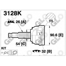 3128K GLO Шарнирный комплект, приводной вал
