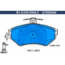 B1.G102-0444.2 GALFER Комплект тормозных колодок, дисковый тормоз