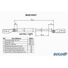 BGS10907 BUGIAD Газовая пружина, крышка багажник