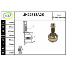 JH22318A2K SERA Шарнирный комплект, приводной вал