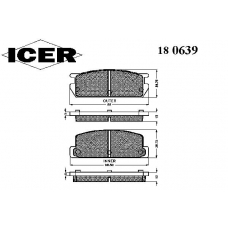 180639 ICER Комплект тормозных колодок, дисковый тормоз