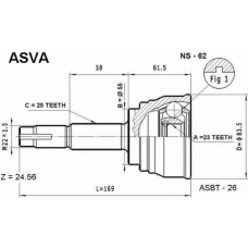 NS-62 ASVA Шарнирный комплект, приводной вал