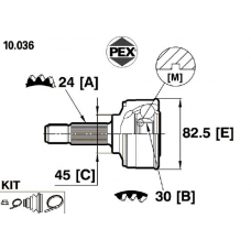 10.036 PEX Шарнир, приводной вал