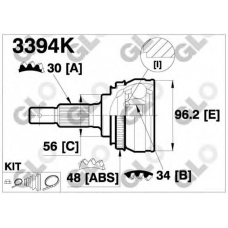 3394K GLO Шарнирный комплект, приводной вал
