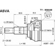 TY-909A48 ASVA Шарнирный комплект, приводной вал