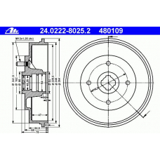 24.0222-8025.2 ATE Тормозной барабан