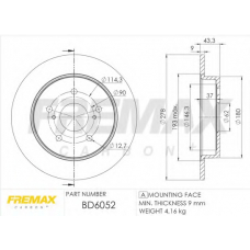 BD-6052 FREMAX Тормозной диск