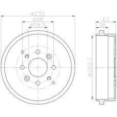 8DT 355 302-241 HELLA PAGID Тормозной барабан