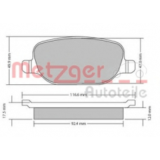 1170403 METZGER Комплект тормозных колодок, дисковый тормоз