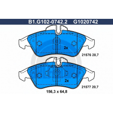 B1.G102-0742.2 GALFER Комплект тормозных колодок, дисковый тормоз