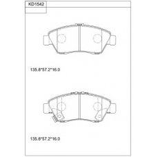 KD1542 ASIMCO Комплект тормозных колодок, дисковый тормоз