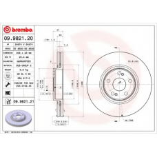 09.9821.20 BREMBO Тормозной диск