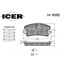180102 ICER Комплект тормозных колодок, дисковый тормоз
