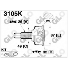 3105K GLO Шарнирный комплект, приводной вал