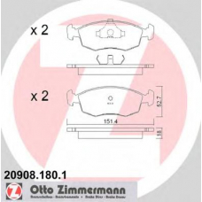 20908.180.1 ZIMMERMANN Комплект тормозных колодок, дисковый тормоз