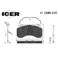 151280-119 ICER Комплект тормозных колодок, дисковый тормоз