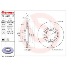 09.8965.10 BREMBO Тормозной диск