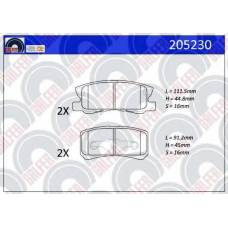 205230 GALFER Комплект тормозных колодок, дисковый тормоз