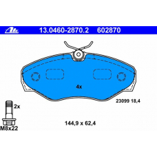 13.0460-2870.2 ATE Комплект тормозных колодок, дисковый тормоз
