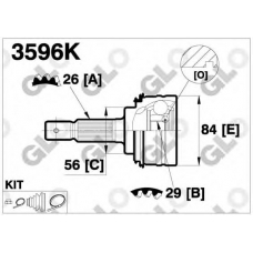 3596K GLO Шарнирный комплект, приводной вал